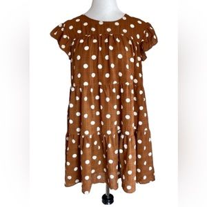 Mine Carmel Brown Polka Dot Dress-Size medium